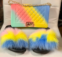 Load image into Gallery viewer, Multi Colored Jelly Purse & Slipper Set