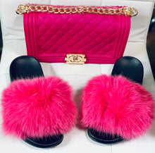 Load image into Gallery viewer, Hot Pink Jelly Purse & Slipper Set