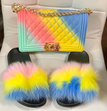 Load image into Gallery viewer, Multi Colored Jelly Purse & Slipper Set