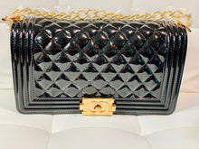 Load image into Gallery viewer, Shiny Black Jelly Purse and Slipper Set